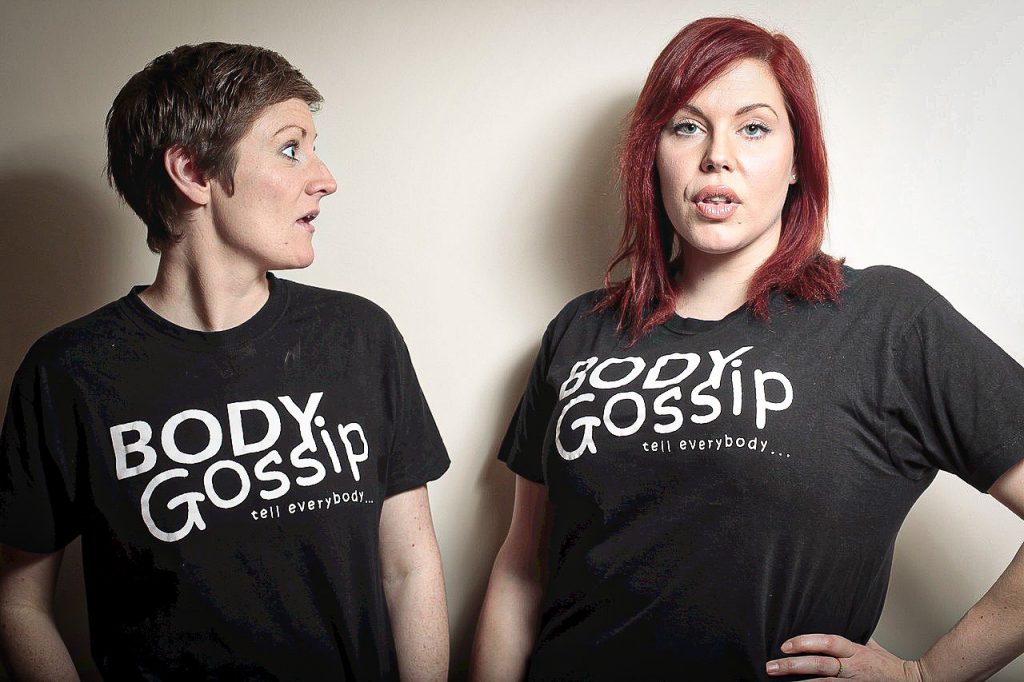 Ruth and Natasha in their Body Gossip t-shirts