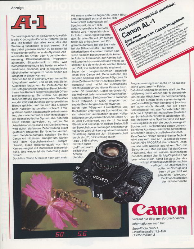 Canon A-1 Advert